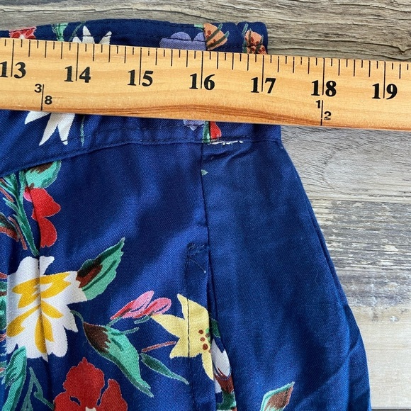 Retro 90s Y2K Inspired Women’ Floral Pleated Short S Blue Relaxed Side Pockets - Picture 6 of 12
